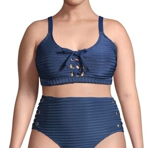 Time and Tru Bikini Top Scoop Swim Swimwear Women Medium (8-10) BNWT